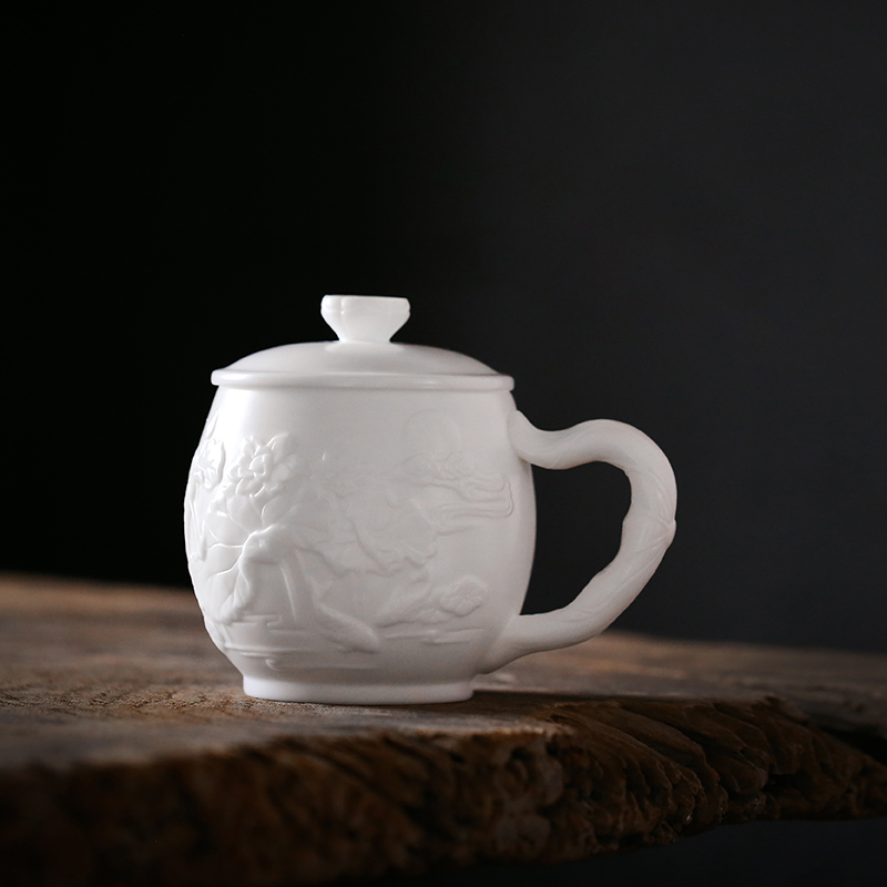 China Porcelain Dehua Jade porcelain Office Cup manual teacup With cover household Large high-grade Gift Cup customizedin the Tableware , Tea set , Cup  category - from Buy2taobao.com to provide professional Taobao agent buy service