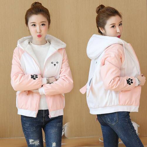 新款棉衣加绒加厚软妹宽松