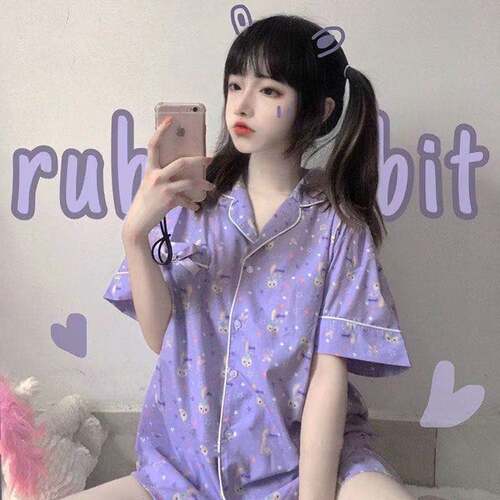 睡衣少女心紫色星黛露2024夏季新款ins风日系可爱甜美家居服套装