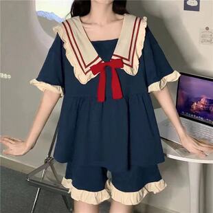 睡泳衣女夏套装 女士网红短袖 短裤 学生公主风两件套宽松家居泳服 款
