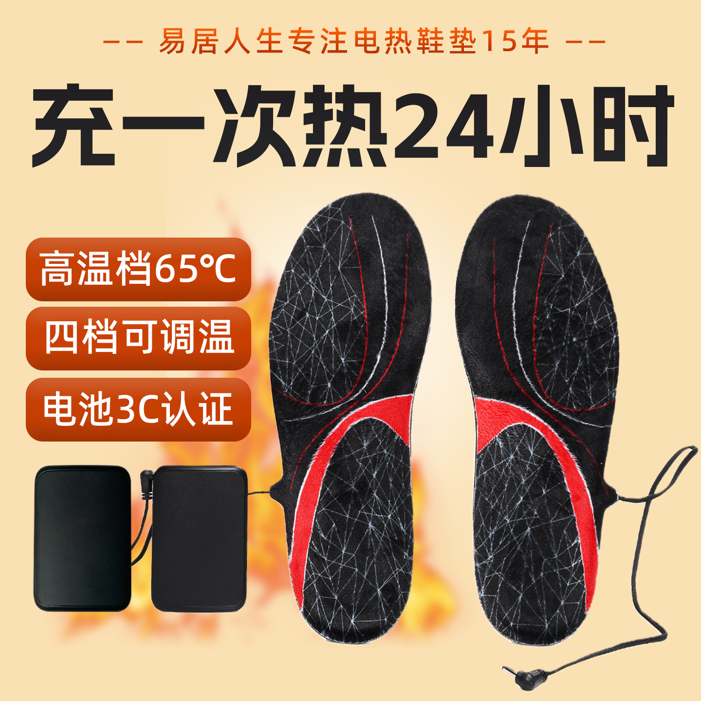 2025新品锂电池加热鞋垫充电可行走电热发热电加热冬季户外暖脚宝