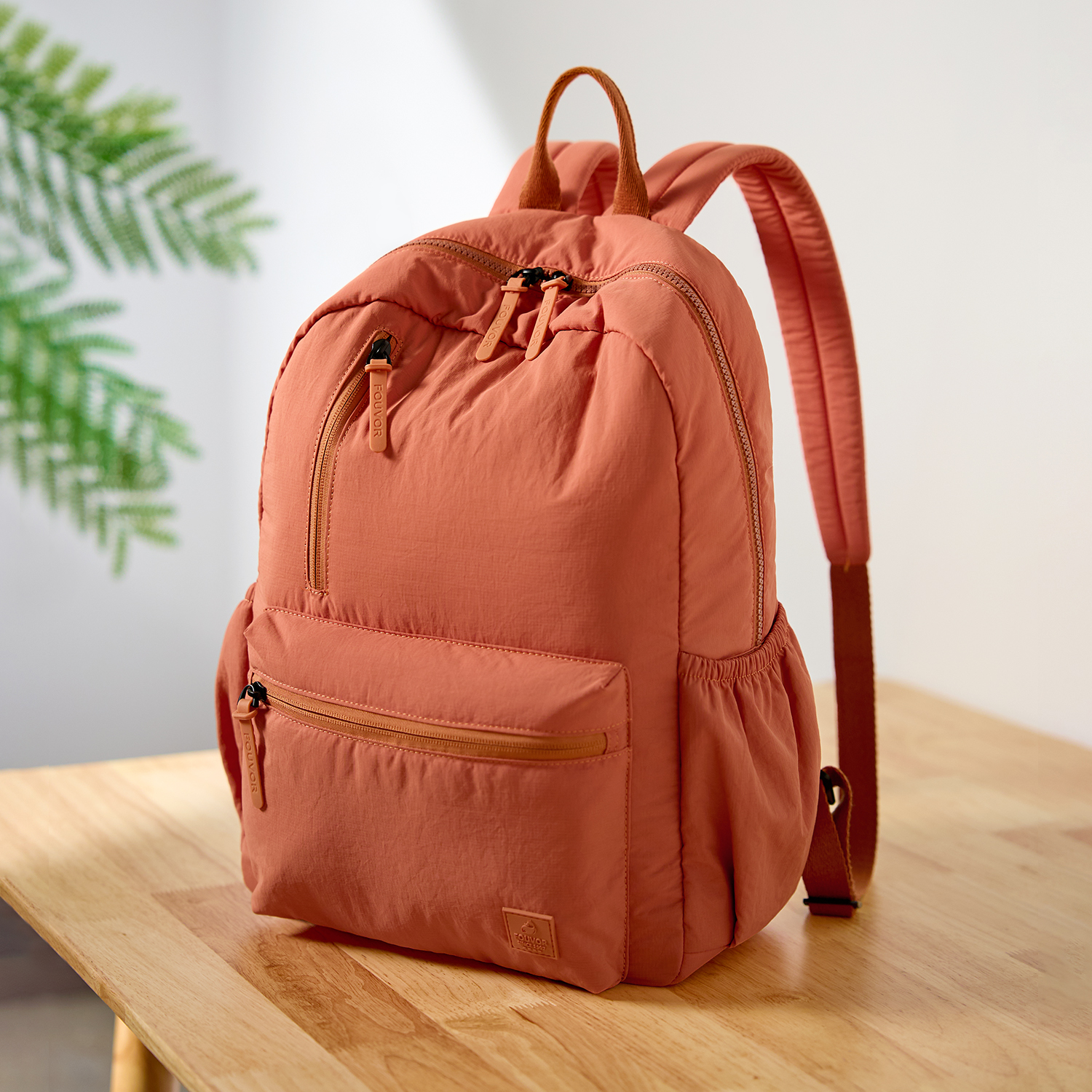 Fouvor简约百搭褶皱双肩包女防水大容量户外旅行休闲背包电脑包