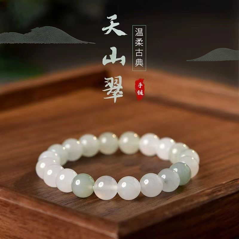 天然天山翠手串手链玉石飘花礼