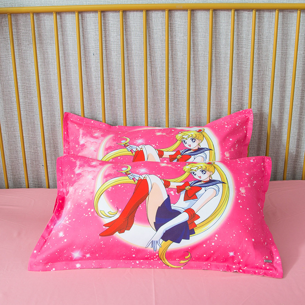 二次元动漫美少女粉色枕套一个48x74月亮女神学生宿舍单人枕头罩