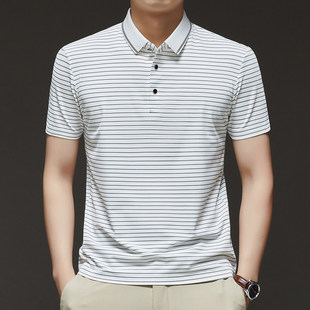 夏季中青年休闲百搭短袖条纹POLO衫时尚打底T恤衫