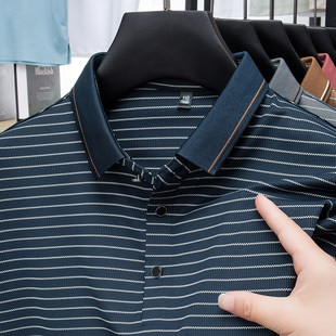 夏季中青年休闲百搭短袖条纹POLO衫时尚打底T恤衫