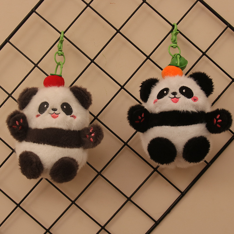 柿柿如意熊猫挂件毛绒包包钥匙扣挂件公仔熊猫玩偶周边纪念品男女
