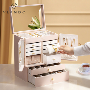 情人节新年礼物唯兰朵首饰盒大容量项链珠宝饰品黄金耳环收纳盒