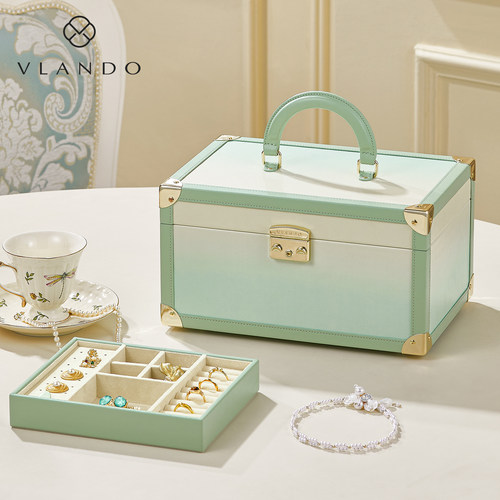 唯兰朵轻奢首饰盒带锁大容量