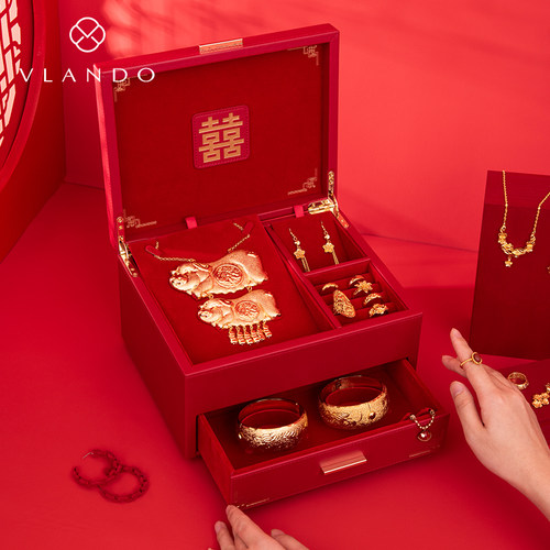 VLANDO唯兰朵三金五金首饰盒结婚新婚礼物送新人新娘闺蜜订婚实用