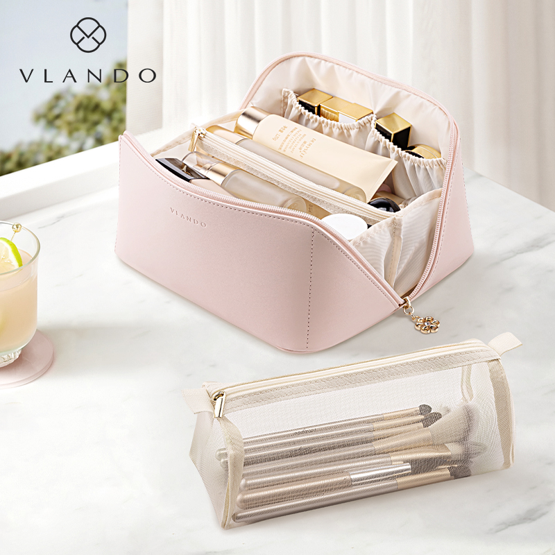 VLANDO唯兰朵化妆包23新款大容量护肤品收纳包手提洗漱包便携