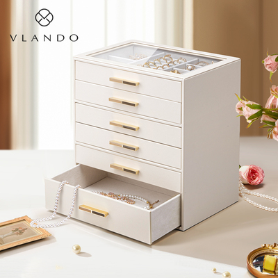 VLANDO唯兰朵新款大容量首饰盒黄金饰品收纳盒精致高档防氧化多层