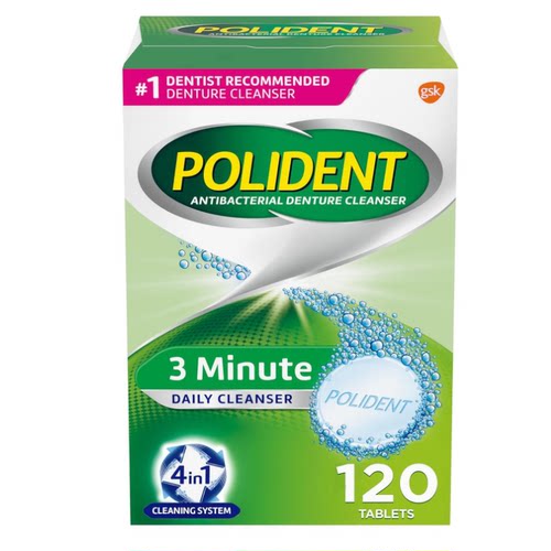 美国直邮Polident 3分钟假牙清洁片120片口腔护理牙齿牙釉质牙膏