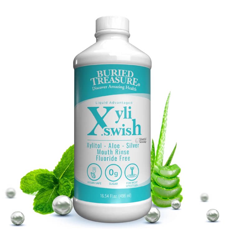 美国直邮Buried Treasure Xyli Swish芦荟漱口水免疫补充滴剂