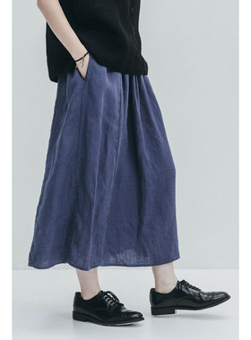 夏季女士纯汉麻半裙松紧带侧口袋17支100%大麻吸湿透气抗菌抑菌