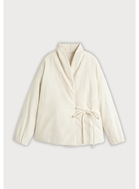 冬季女士加厚棉服外套覆襟高领100%有机棉100支填充100%桑蚕丝暖