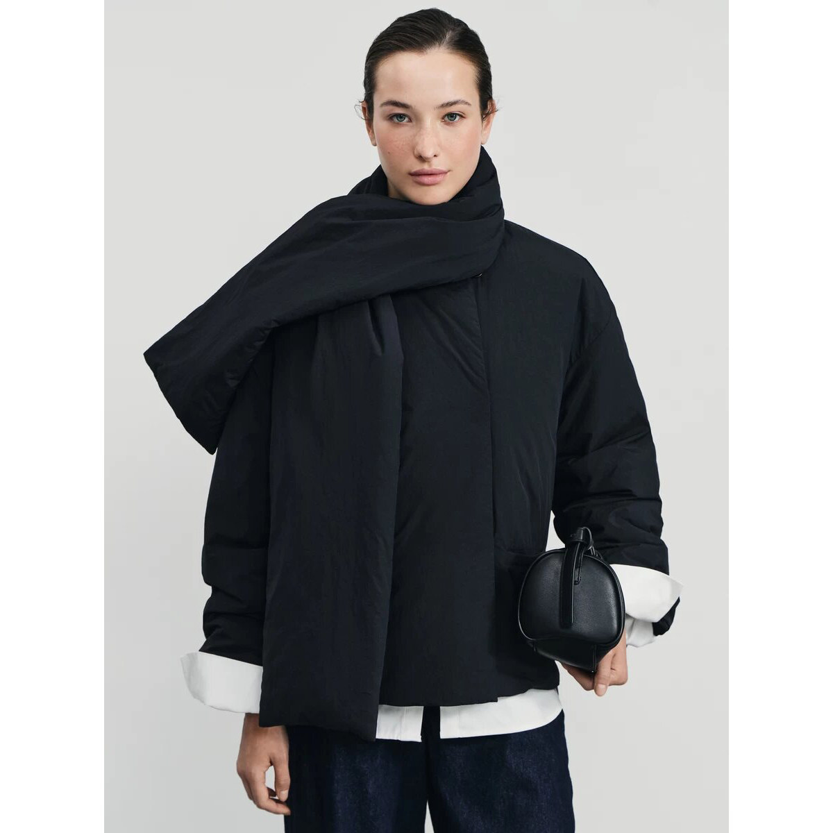 冬季女士加厚外套棉服100%有机棉100支填充100%桑蚕丝围脖抗静电