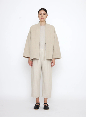 EF女士棉服宽松汉麻填充蚕丝落肩汉服风薄棉服日式双面穿休闲文艺