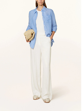 夏季女士亚麻衬衣100%有机亚麻色织长袖翻领中长款吸湿透气清爽