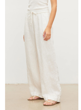 春夏新款女士亚麻直筒裤100%有机亚麻洗水5支加厚肉感松紧带高腰