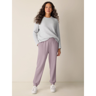 EF女士针织小脚裤 有机棉弹力华夫格全棉透气宽松高腰松紧带绳 卫裤