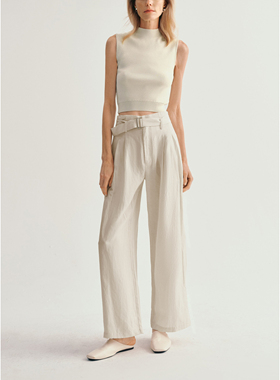 夏季女士纯汉麻高腰直筒裤带腰带宽松清爽透气抗菌抑菌100%大麻