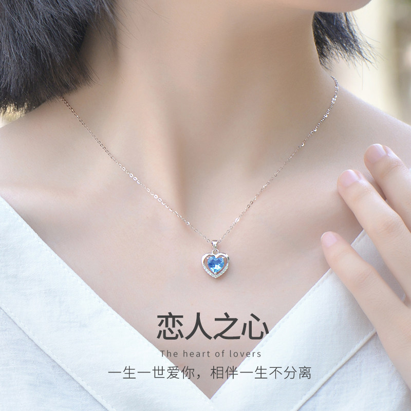 S925银项链女夏轻奢小众爱心形吊坠项链2021年新款七夕情人节礼物在类目 饰品/流行首饰/时尚饰品新, 项链中 - 来自Buy2taobao.com提供专业的淘宝代购服务