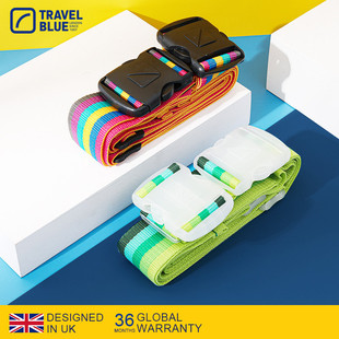 Travel 蓝旅行李箱绑带十字打包带拉杆箱旅行箱捆绑带 Blue
