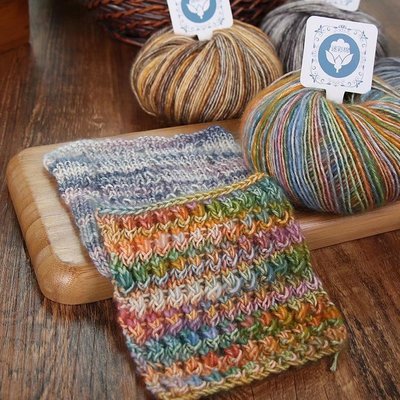 厂家专供迷彩棉毛线段染马海毛线团手编中粗围巾帽子线批发