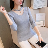 Mùa xuân và mùa thu Hàn Quốc phiên bản cổ áo Áo len cổ lọ áo len bó sát áo len bó sát của phụ nữ - Áo / áo thun áo len cổ tim