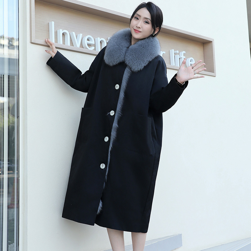 长款獭兔毛可拆卸派克服