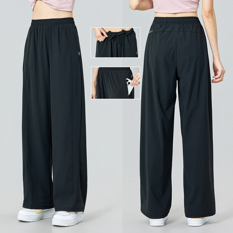 运动裤女2025新款薄款宽松太极阔腿裤休闲跑步健身裤春秋冰丝长裤