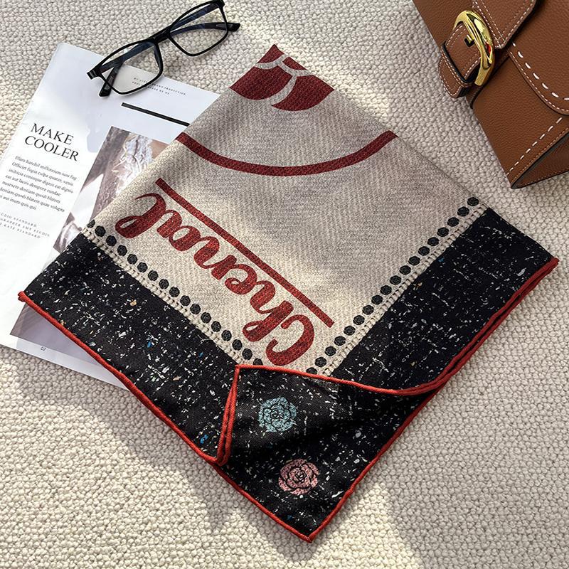 【妩媚山茶】高品质！丝毛围巾秋冬保暖围脖中方巾小领巾女62cm