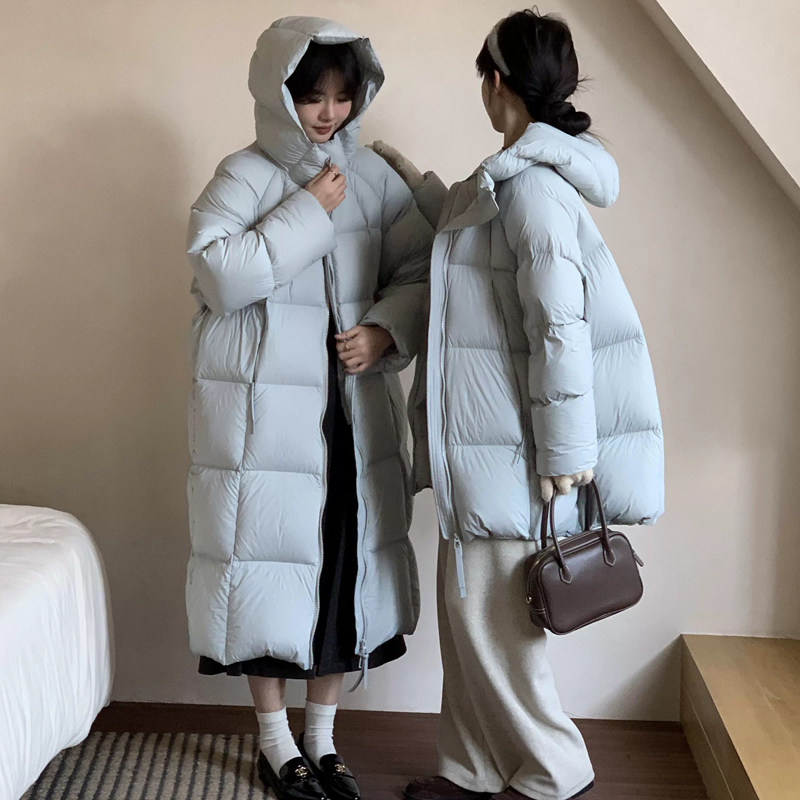 超轻无胆闺蜜款中长款羽绒服女2025新款云朵泡芙连帽冬季外套女百