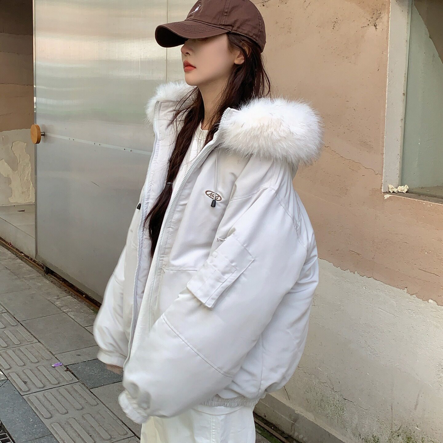 明星同款大毛领派克羽绒棉服女2025新款冬季保暖加厚工装棉袄外套