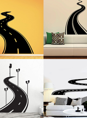 高速公路贴画 FreeWay 宿舍马路贴纸装饰画 motorway 卧室墙贴