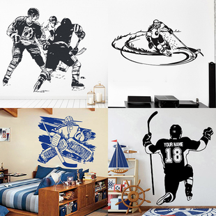 饰 Hockey贴纸冰上曲棍球NHL比赛墙面装 80款 冰球运动员墙贴画Ice