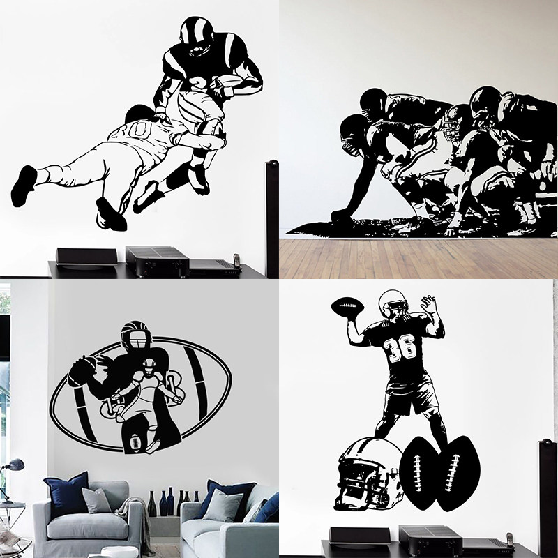 美式橄榄球队贴画American Football超级碗NFL墙贴体育馆防水贴纸
