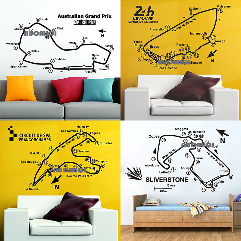 motogp赛道f1墙贴画银石贴纸比利时斯帕意大利蒙扎法国勒芒曼岛tt
