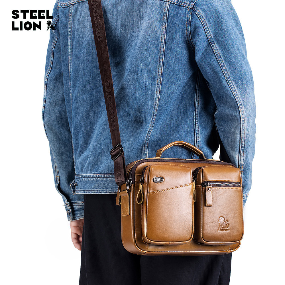 真皮男士时尚单肩斜挎包潮流头层牛皮横版旅行邮差包大容量男包