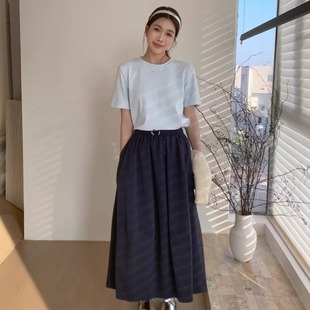 A字裙伞裙 UNCLE BE韩系高腰气质半身裙女2025春季 新款 显瘦中长款