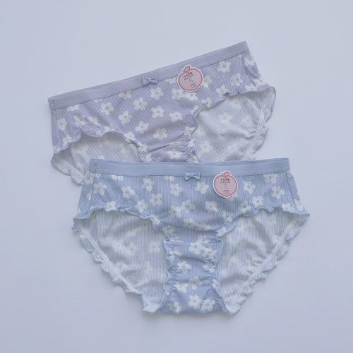 荔枝家6ixty8ight专柜正品68内衣甜美小花朵印花褶皱莫代尔内裤