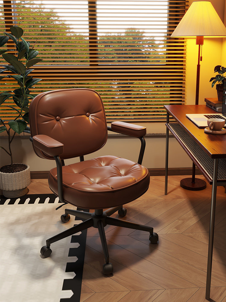 电脑办公椅家用舒适久坐书房书桌椅子女生卧室轻奢化妆椅学习转椅