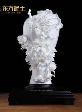 东方泥土非遗手工陶瓷凤穿牡丹花