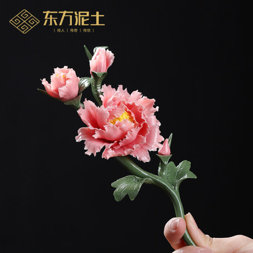 东方泥土手工陶瓷牡丹花