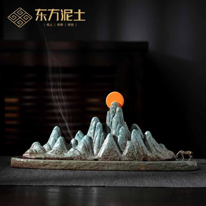 东方泥土《云入山河》线香卧香炉中式禅意摆件陶瓷茶室家居装饰品