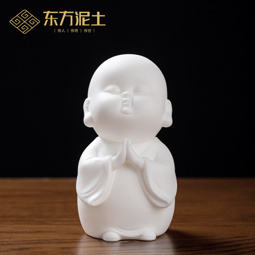 解压治愈系可爱小沙弥陶瓷摆件