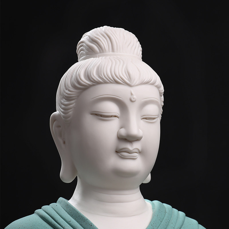 东方泥土 16吋释迦牟尼佛工艺品德化白瓷雕塑艺术客厅禅意装饰