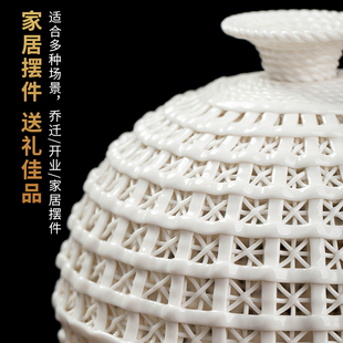 东方泥土 小天地方圆瓷瓶摆件 中式家居客厅博古架酒柜装饰工艺品