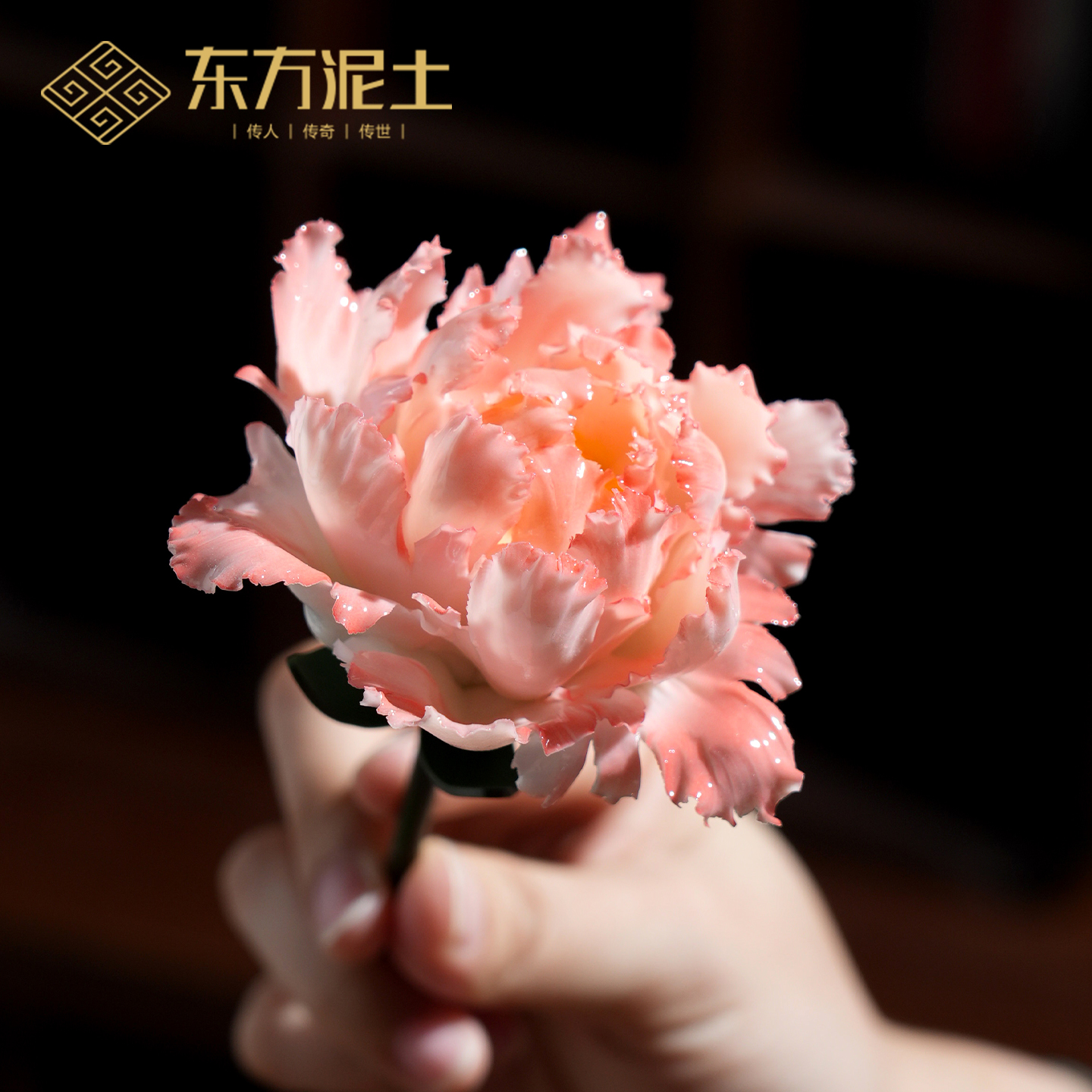 非遗手工牡丹瓷花客厅桌面摆件